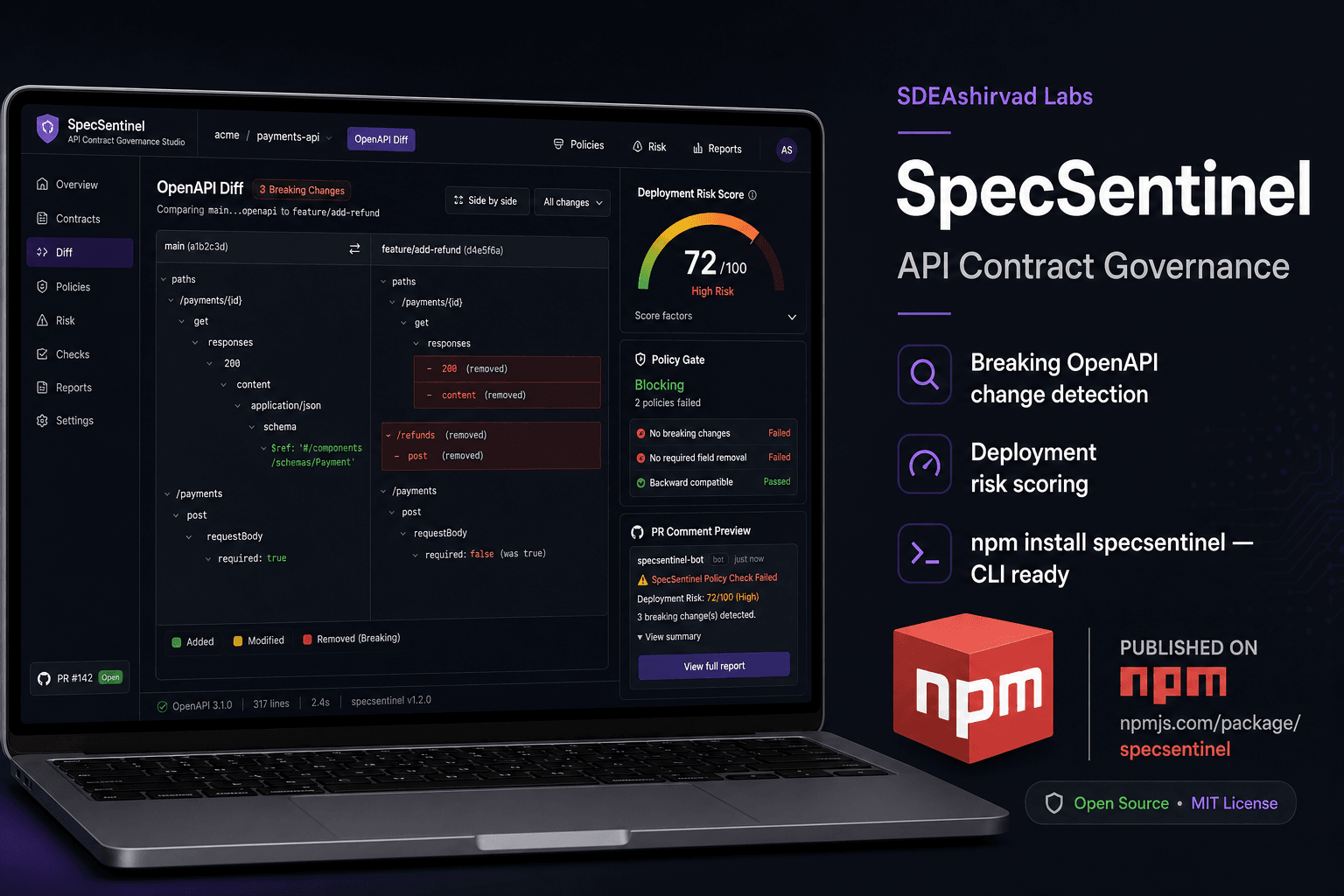 SpecSentinel — API Contract Governance Platform screenshot 1